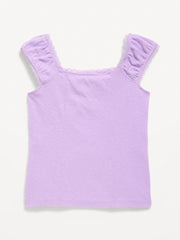Short-Sleeve Ribbed Top for Girls