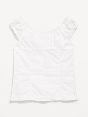 Short-Sleeve Sweetheart-Neck Button-Front Top for Girls