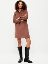 Long-Sleeve Denim Mini Shirt Dress