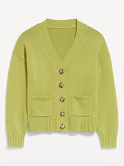 Seaside Cotton V-Neck Cardigan Sweater