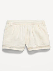 Double-Weave Crochet-Trim Shorts for Girls
