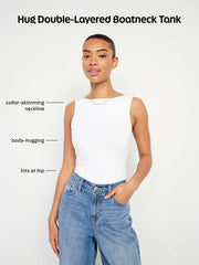 Hug Double-Layer Boat-Neck Top