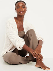 High-Waisted Cozy Waffle Flare Pants