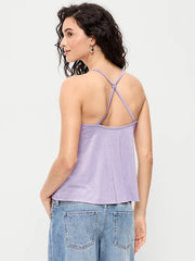 Strappy-Back Shimmer Swing Tank Top