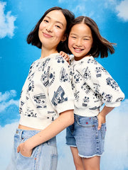 Old Navy x Disney Mickey Mouse Short-Sleeve Cropped Raglan Fleece Sweatshirt for Girls