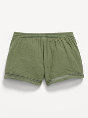 Double-Weave Crochet-Trim Shorts for Girls