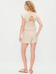 High-Waisted Linen-Blend Shorts -- 3.5-inch inseam