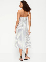 Fit & Flare Tie-Back Asymmetrical Midi Dress