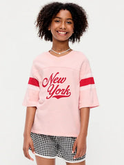 Oversized Football-Style T-Shirt for Girls