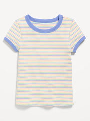 Fitted Short-Sleeve Ribbed Ringer T-Shirt for Girls