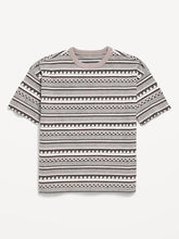 Oversized Short-Sleeve Textured Striped T-Shirt for Boys