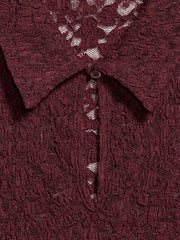 Lace Keyhole Polo Top