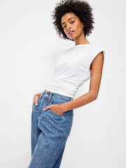 Cap-Sleeve Cinch-Waist Top