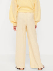 Striped Linen-Blend Wide-Leg Pants for Girls
