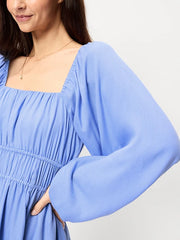 Long-Sleeve Square-Neck Mini Dress