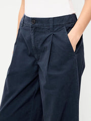 Mid-Rise Pleated Wide-Leg Pants