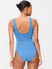 Textured One-Piece Cut-Out Swimsuit