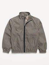 Water-Resistant Plaid Full-Zip Windbreaker for Boys