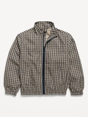 Water-Resistant Plaid Full-Zip Windbreaker for Boys