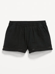 Double-Weave Crochet-Trim Shorts for Girls