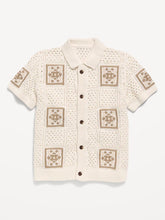 Short-Sleeve Crochet-Knit Shirt for Boys