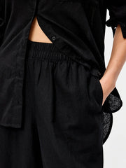 High-Waisted Linen-Blend Super Wide-Leg Pants