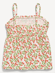 Printed Sleeveless Textured Smocked Top for Girls