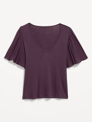 V-Neck Flutter Sleeve Top