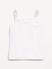 Fitted Ribbed Lace-Trim Cami for Girls
