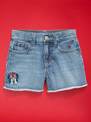 Old Navy x Disney Minnie Mouse Embroidered High-Waisted Frayed-Hem Jean Shorts for Girls