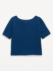 College Off-Shoulder Graphic T-Shirt for Girls