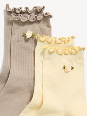 Ruffled Quarter Crew Sock 2-Pack for Women