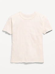 Oversized Short-Sleeve Raw-Edge T-Shirt for Girls