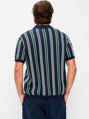 Short-Sleeve Striped Sweater Shirt