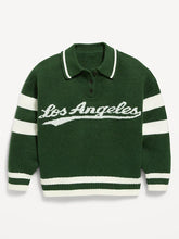 Oversized Long-Sleeve Rugby Polo Sweater for Girls