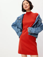 Snug Mock-Neck Bodycon Mini Dress