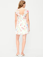 Flutter-Sleeve Fit & Flare Mini Dress