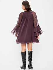 Bell-Sleeve Boho Mini Dress