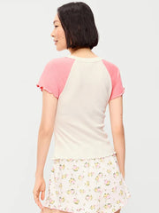 Short-Sleeve Pointelle Pajama Top