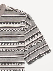 Oversized Short-Sleeve Textured Striped T-Shirt for Boys