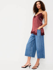 Asymmetrical Lace-Trim Cami Top