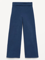 Foldover Jersey Knit Wide-Leg Pants for Girls