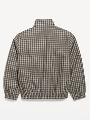 Water-Resistant Plaid Full-Zip Windbreaker for Boys