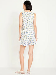 High-Waisted Linen-Blend Mini Skort