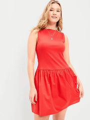 Mixed Media Drop-Waist Mini Dress