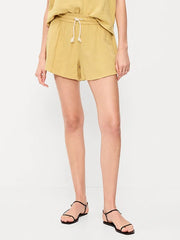 High-Waisted Crinkle Gauze Shorts