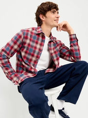 Relaxed Long-Sleeve Plaid Flannel Pocket Shirt