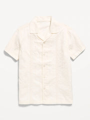 Printed Short-Sleeve Linen-Blend Shirt for Boys