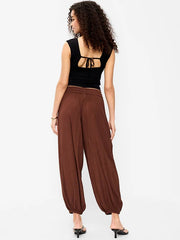 High-Waisted Sheer Crinkle Crepe Harem Pants