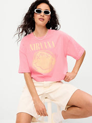 Fleetwood Mac™ Crew-Neck Oversized Crop T-Shirt